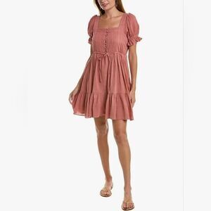 Madewell Pink Tiered Smocked Mini Dress